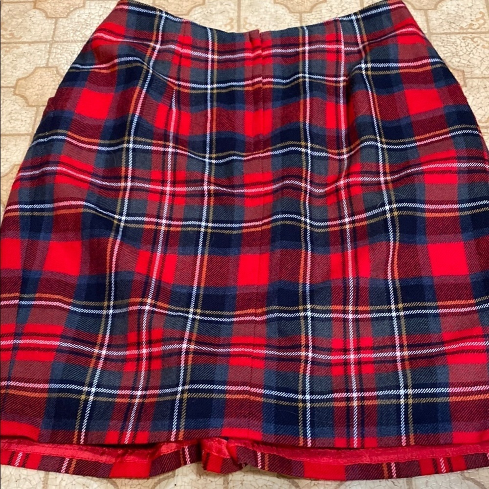 Vintage ILGWU Wool Red and Blue Plaid Women's Skirt Heitage Tweed Fall - Picture 9 of 13